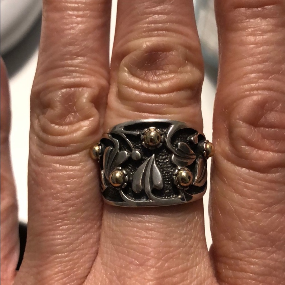 Vintage Sterling 14k Prodesso Israel Ring Leaf